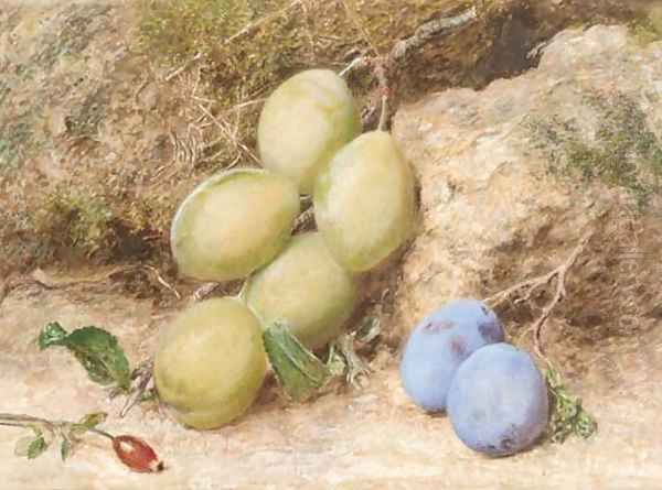 Magnum bonum and orleans plums Oil Painting by William Henry Hunt