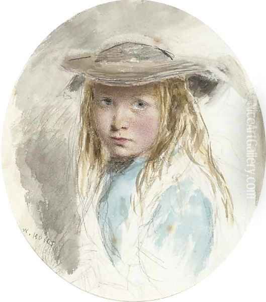 Study of a young girl Oil Painting by William Henry Hunt