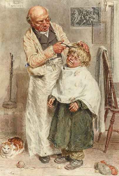 The barber Oil Painting by William Henry Hunt