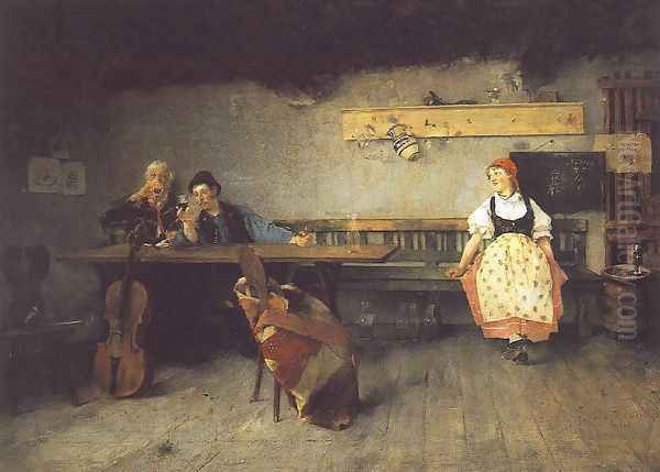 In the Tavern 1887 Oil Painting by Simon Hollosy