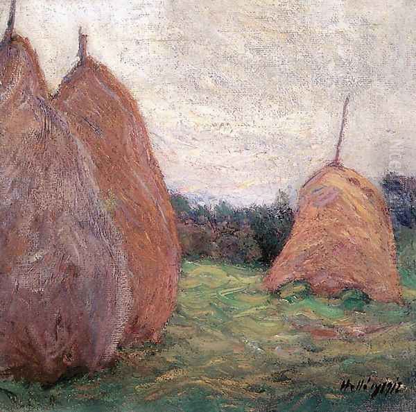 Haystacks 1912 Oil Painting by Simon Hollosy