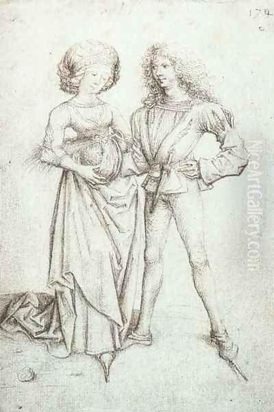 Standing Couple c. 1480 Oil Painting by Master of the Housebook