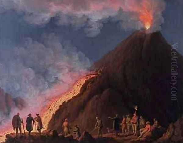 The Eruption of Mount Vesuvius in 1774 Oil Painting by Jakob Philippe Hackert