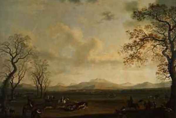 Ferdinand I 1751-1825 Hunting Boar at Carditello Oil Painting by Jakob Philippe Hackert