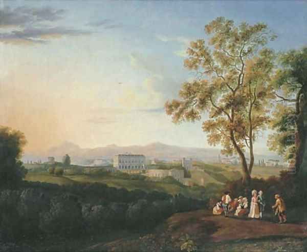 A view of the Villa Albani, Rome Oil Painting by Jakob Philippe Hackert