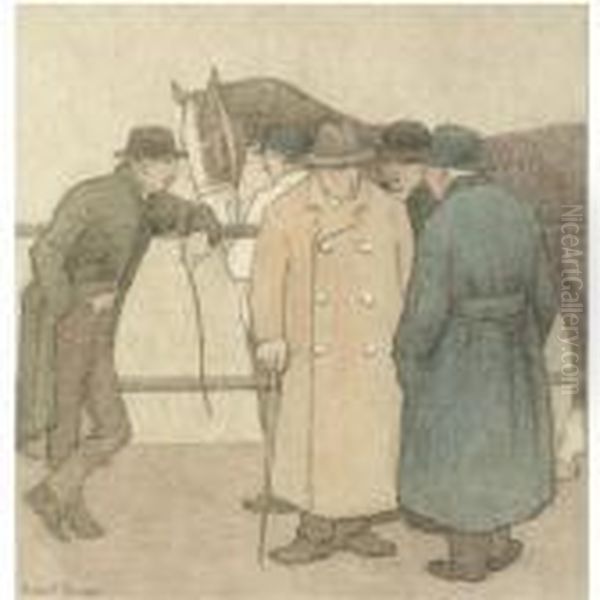 The Horse Dealers Oil Painting by Robert Polhill Bevan