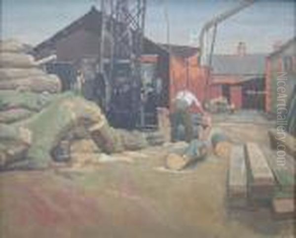 The Timber Yard Oil Painting by Robert Polhill Bevan