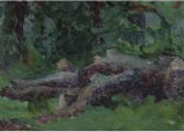 Landscape With Fallen Tree Oil Painting by Robert Polhill Bevan