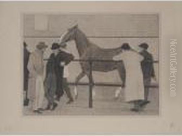 Horse Dealers; A London Church;
Crocks (dry 33; 38 And 39) Oil Painting by Robert Polhill Bevan