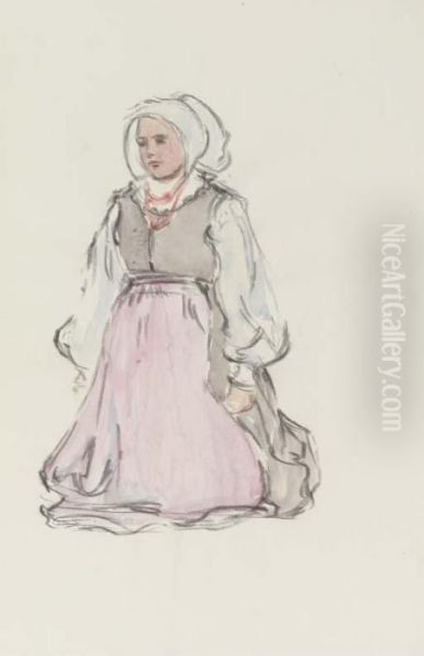 A Female Peasant With Bonnet Oil Painting by Robert Polhill Bevan