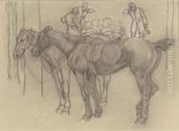 Preparatory Drawing For Who-o-p Oil Painting by Robert Polhill Bevan