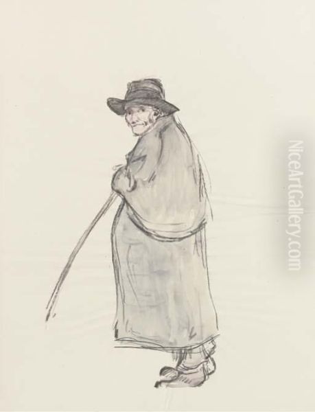 Old Man In A Cloak Oil Painting by Robert Polhill Bevan