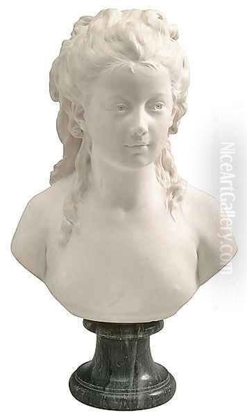 Buste de jeune fille (Bust of a girl) Oil Painting by Jean-Antoine Houdon