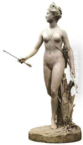 Diana Oil Painting by Jean-Antoine Houdon