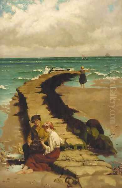 Gathering mussels Oil Painting by William Holyoake