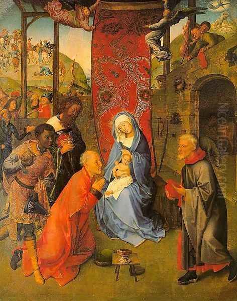 The Adoration of the Magi (central panel of a triptych) Oil Painting by Follower of Hugo van der Goes