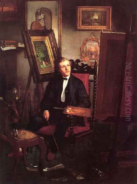 Self Portrait of the Artist in His Studio Oil Painting by Thomas Hovenden