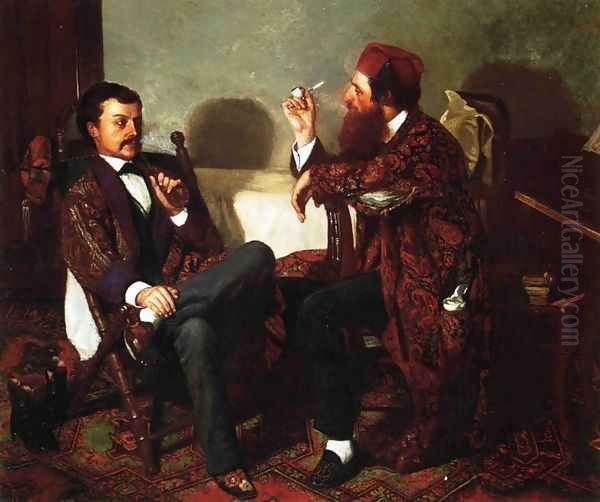 The Discussion Oil Painting by Thomas Hovenden