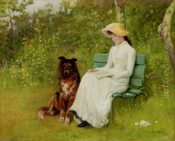 A Quiet Read Oil Painting by Edwin Harris