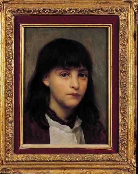 Portrait of a Young Girl Oil Painting by Edwin Harris