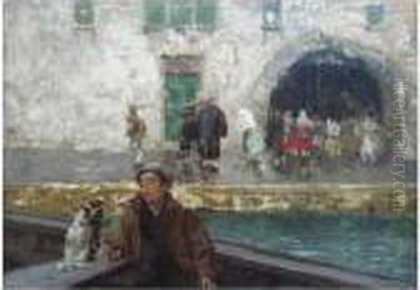 Venetian Boatboy Oil Painting by Mose Bianchi