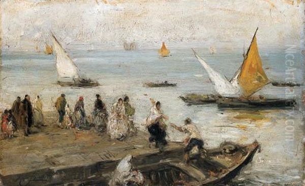 Chioggia (1879-1884) Oil Painting by Mose Bianchi