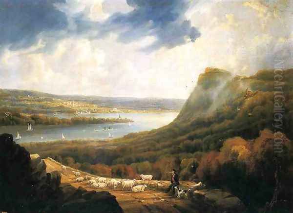 View of the Hudson River near West Point Oil Painting by Robert Havell, Jr.