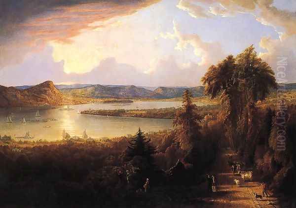 Sunset near Sing-Sing, New York Oil Painting by Robert Havell, Jr.