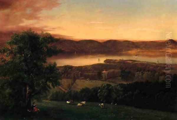 View of the Hudson from Sing-Sing, New York Oil Painting by Robert Havell, Jr.