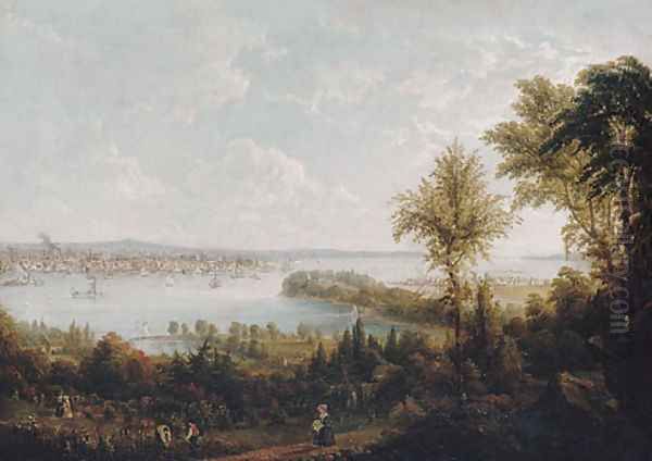 View of the Bay and City of New York from Weehawken Oil Painting by Robert Havell, Jr.