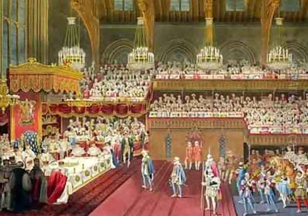 The Royal Banquet The bringing of the first Course Oil Painting by Robert Havell, Jr.