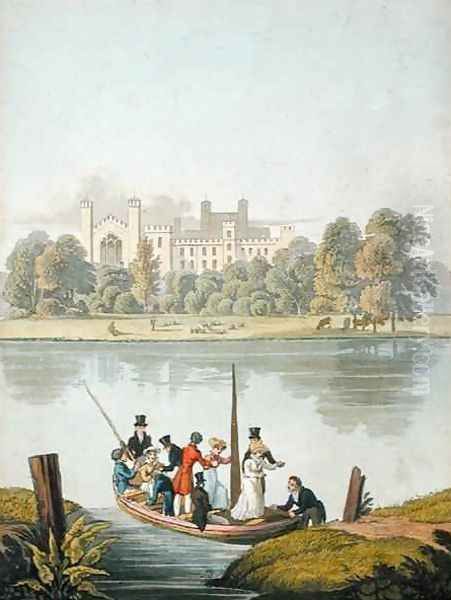 Eton College and Ferry over the Thames Oil Painting by Robert Havell, Jr.