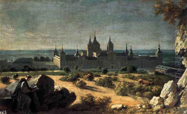 View of the Monastery of El Escorial 1723 Oil Painting by Michel-Ange Houasse