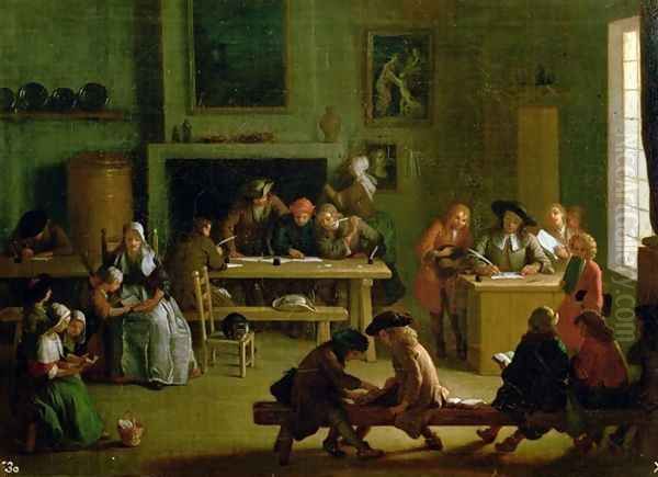 Interior of a Schoolroom Oil Painting by Michel-Ange Houasse