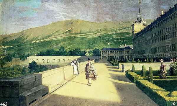 The Monks Garden at the Monastery of San Lorenzo del Escorial Oil Painting by Michel-Ange Houasse