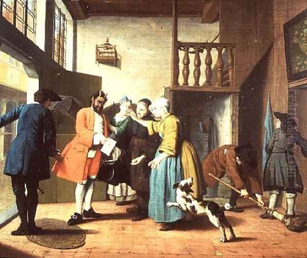 The Doctors Visits A Dutch Proverb The Doctor is Depicted as the Devil When Returning to the House to Present his Bill Oil Painting by Jan Josef, the Elder Horemans