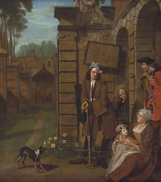 A group of figures at crossbow practice by Jan Josef, the Elder Horemans