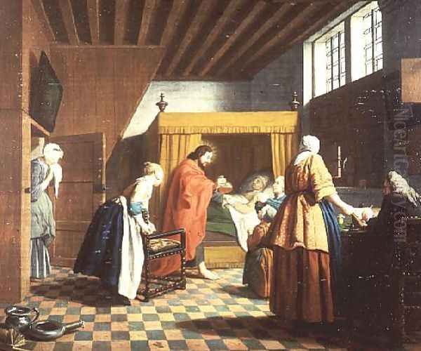 The Doctors Visits A Dutch Proverb The Doctor is Depicted as Christ Oil Painting by Jan Josef, the Elder Horemans