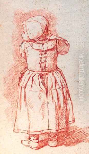 A study of a small girl seen from behind Oil Painting by Jan Josef, the Elder Horemans