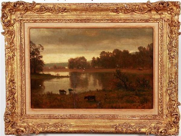 Landscape With Cattle Oil Painting by Albert Bierstadt