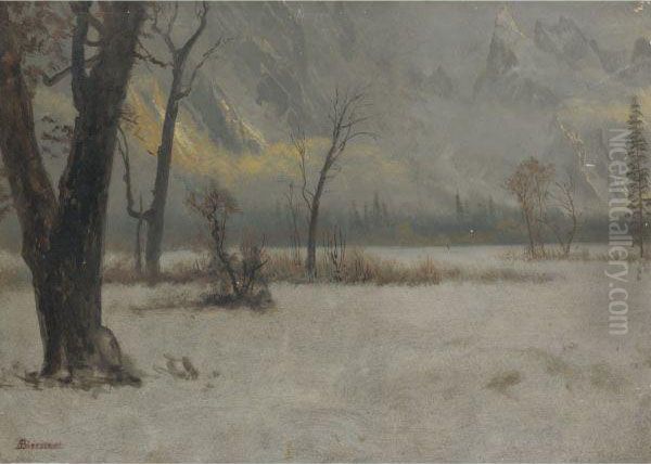 Winter Landscape Oil Painting by Albert Bierstadt