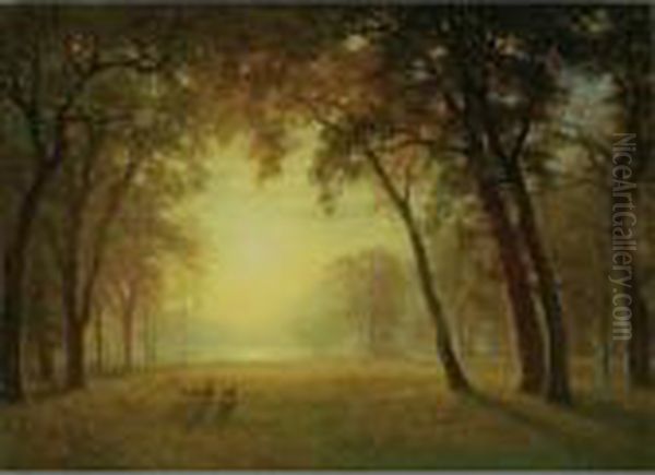 Deer In A Clearing, Yosemite Oil Painting by Albert Bierstadt