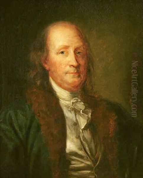 Portrait of Benjamin Franklin 1706-90 Oil Painting by George Peter Alexander Healy