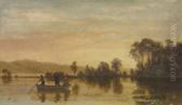 River Scene Oil Painting by Albert Bierstadt