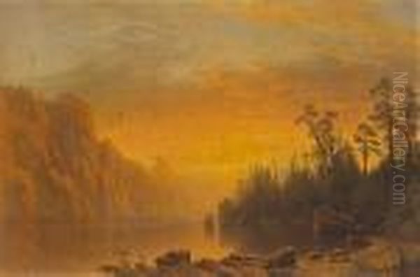 Sunset (california Scenery) Oil Painting by Albert Bierstadt