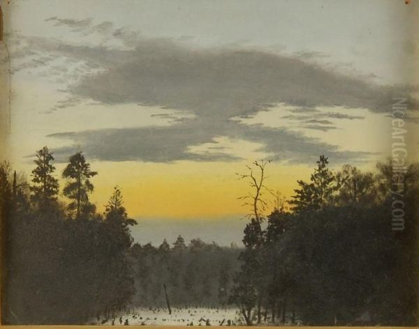 Winter Sunset Oil Painting by Albert Bierstadt