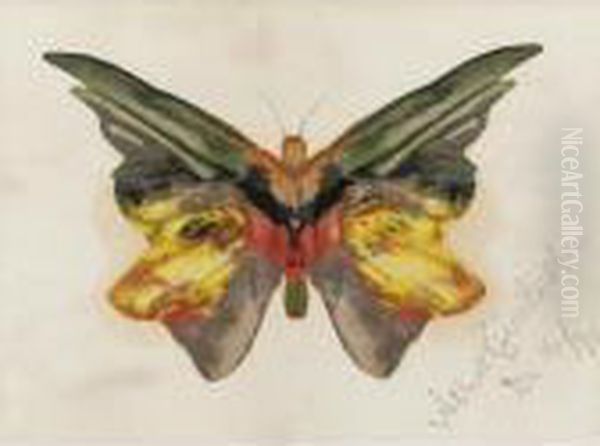 Butterfly Oil Painting by Albert Bierstadt