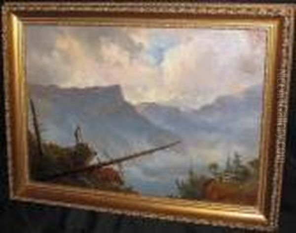 Sierra Mtns Oil Painting by Albert Bierstadt