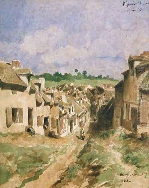 A Street in Saint Germain Seine et Oise Oil Painting by Louis Adolphe Hervier