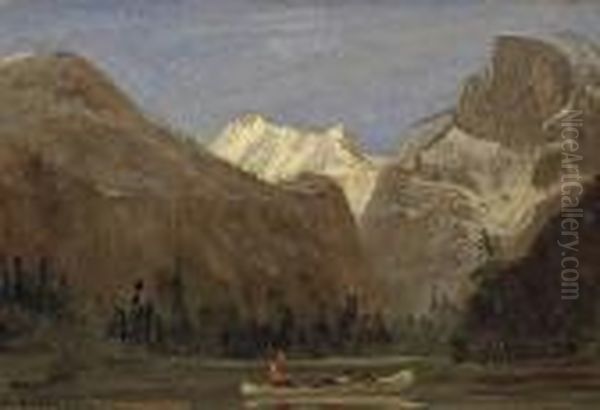 Boating Through Yosemite Valley With Half Dome In The Distance (yosemite Landscape) Oil Painting by Albert Bierstadt